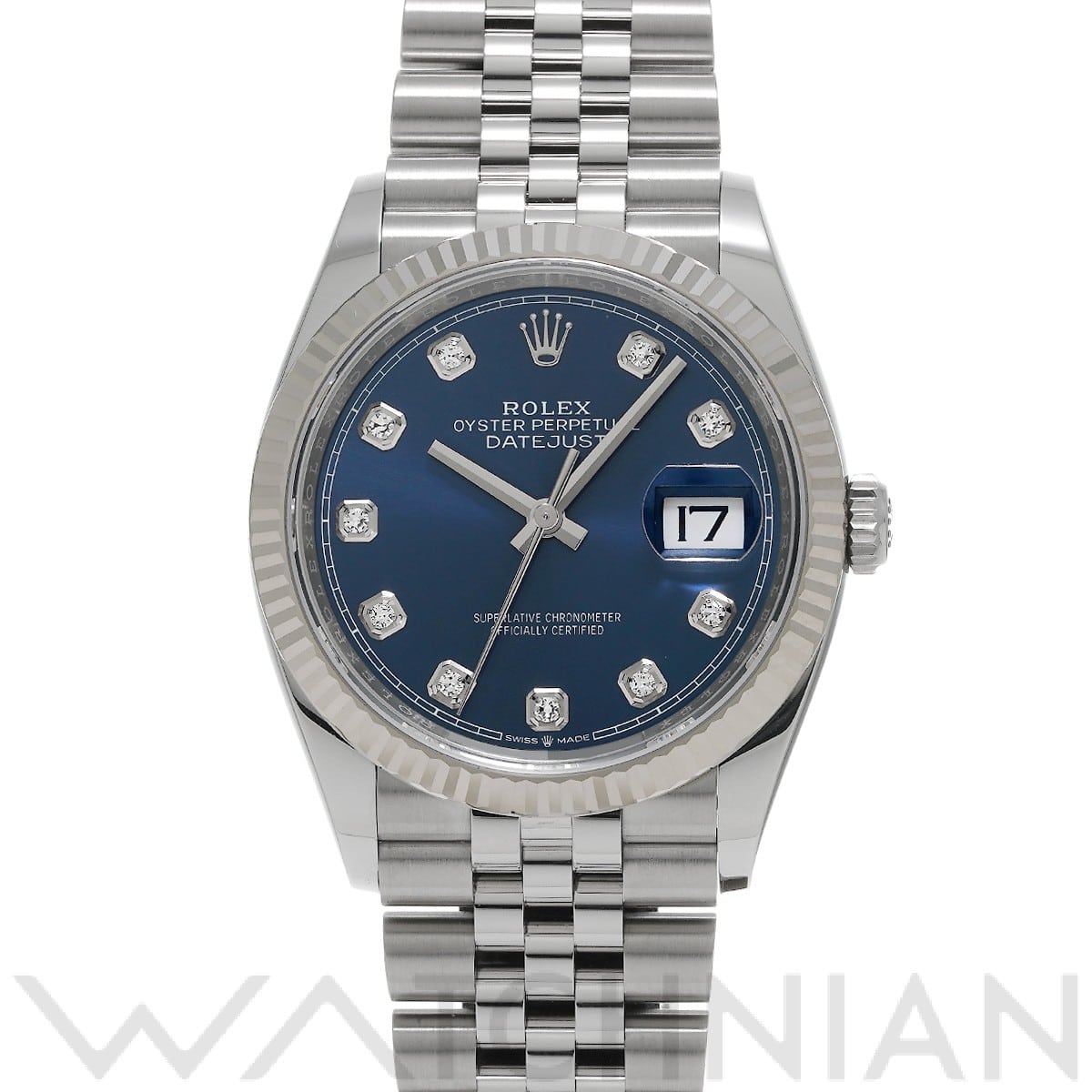 ロレックス デイトジャスト 36 126234G ブライトブルー/ダイヤモンド メンズ 時計 【中古】【wristwatch】