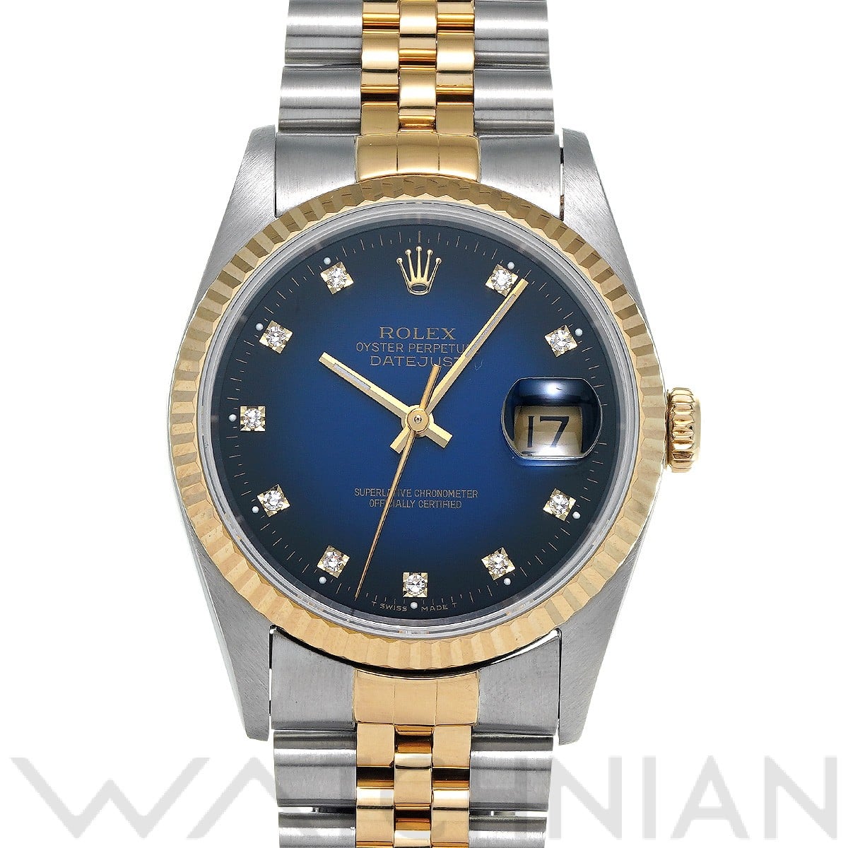 ロレックス デイトジャスト 16233G ブルー・グラデーション/ダイヤモンド メンズ 時計 【中古】【wristwatch】