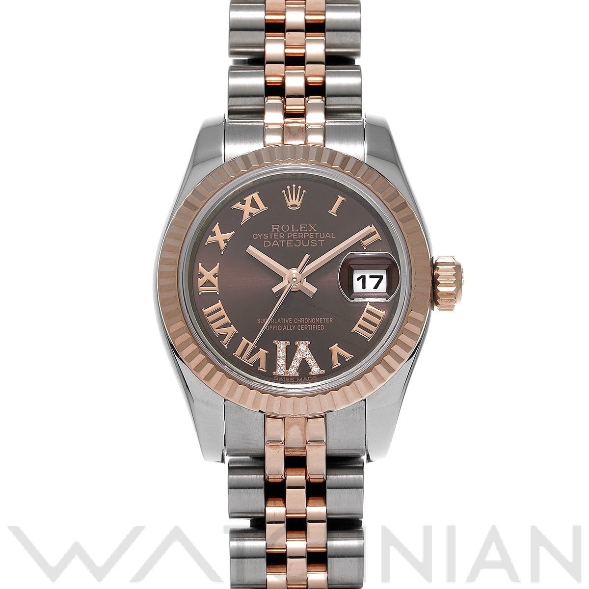 ロレックス デイトジャスト 26 179171 チョコレート/ダイヤモンド レディース 時計 【中古】【wristwatch】