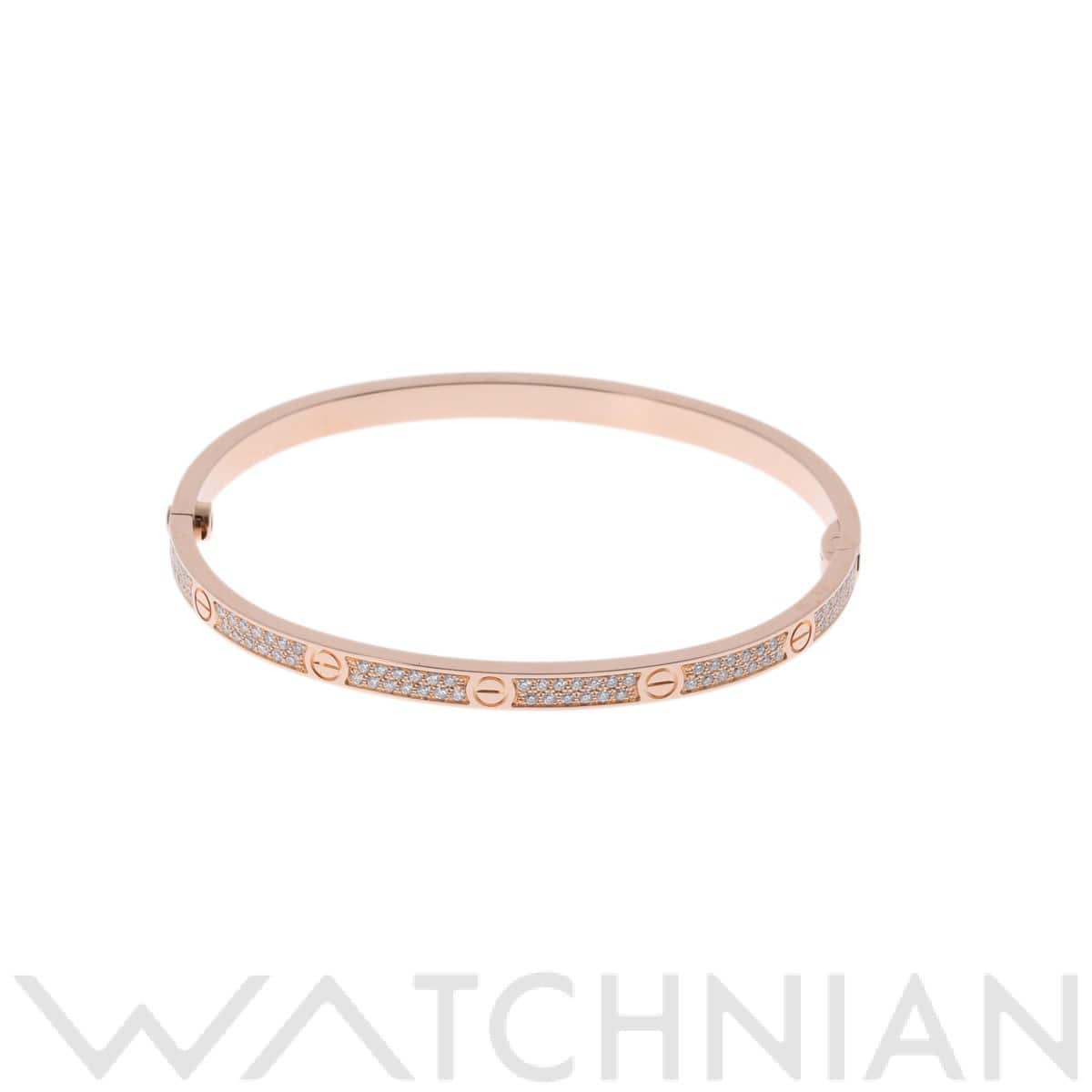 カルティエ ラブブレスレット SM #16 パヴェダイヤ ゴールド K18ピンクゴールド PG レディース ジュエリー 【中古】【jewelry】