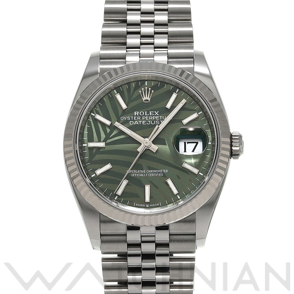 ロレックス デイトジャスト 36 126234 オリーブグリーン パームモチーフ メンズ 時計 【中古】【wristwatch】