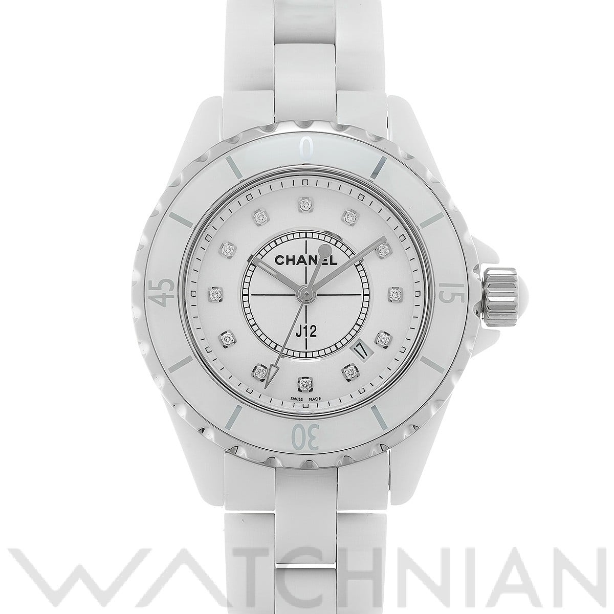 シャネル / CHANEL J12 33MM H1628 ホワイト/ダイヤモンド レディース 時計 【中古】【wristwatch】