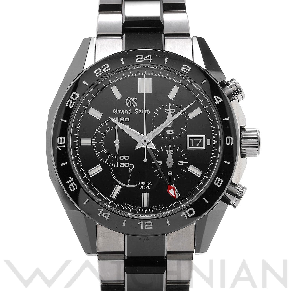 グランドセイコー スポーツコレクション ブラックセラミックス スプリングドライブ クロノグラフ GMT SBGC223 ブラック メンズ 時計 【中古】【wristwatch】