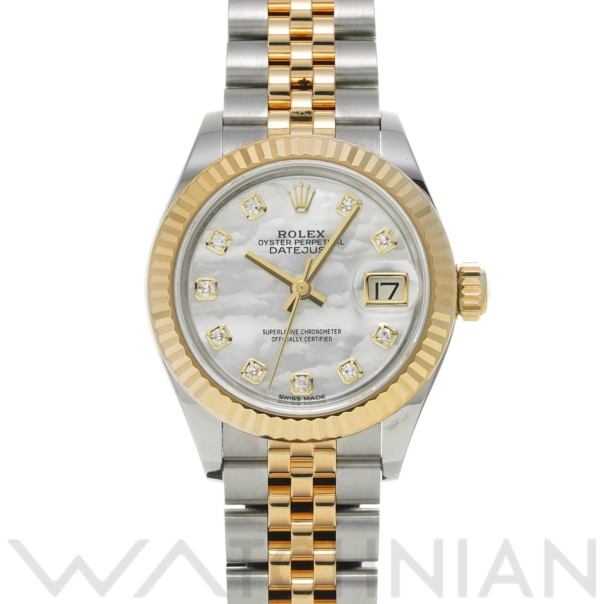 ロレックス レディ デイトジャスト 28 279173NG ホワイトシェル/ダイヤモンド レディース 時計 【中古】【wristwatch】