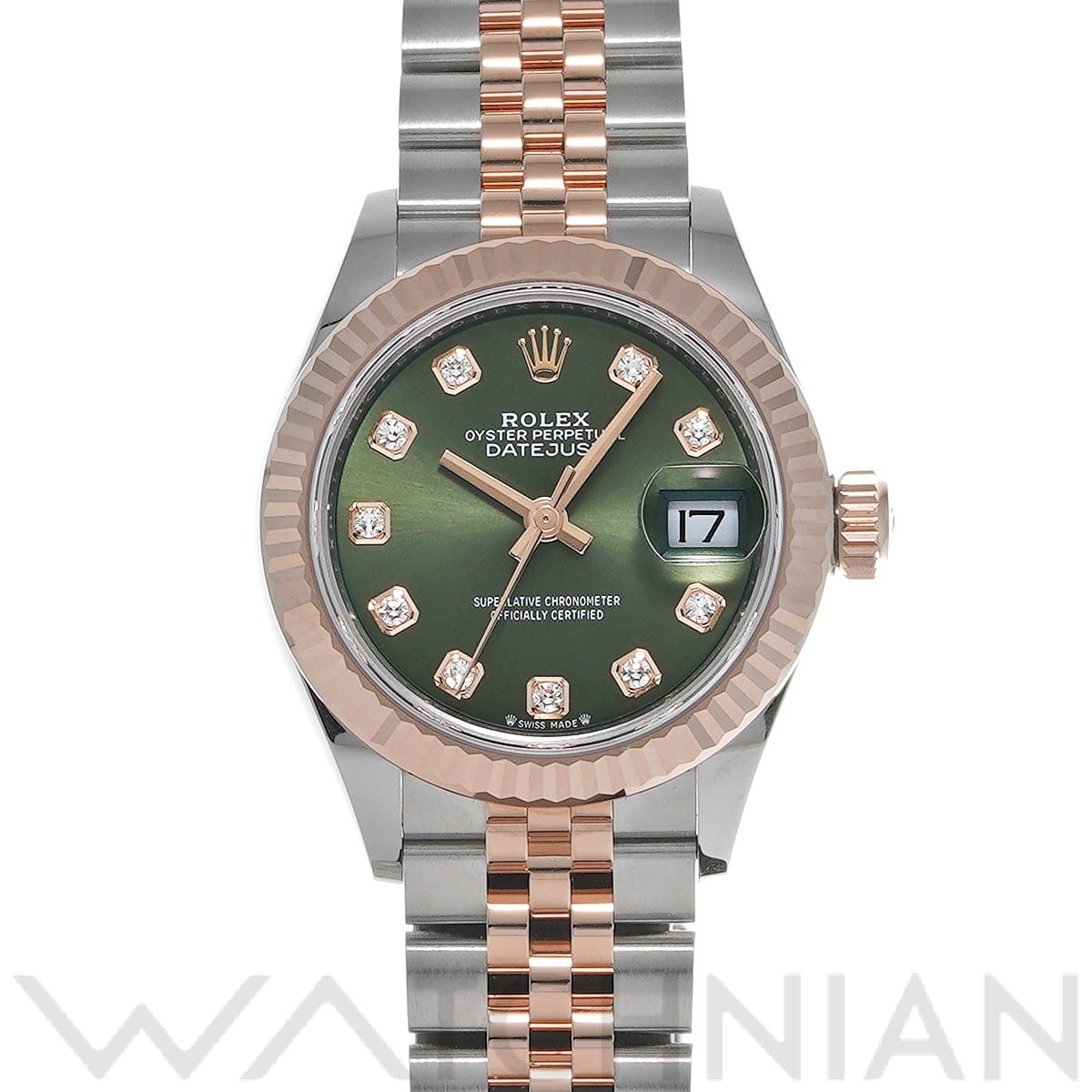 ロレックス レディ デイトジャスト 28 279171G オリーブグリーン/ダイヤモンド レディース 時計 【中古】【wristwatch】