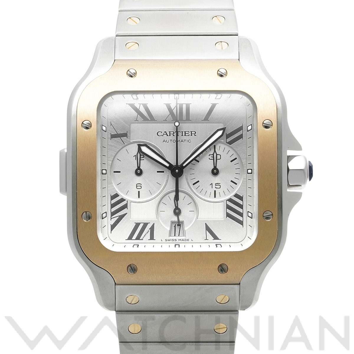 カルティエ サントス ドゥ カルティエ クロノグラフ XL W2SA0008 シルバー メンズ 時計 【中古】【wristwatch】