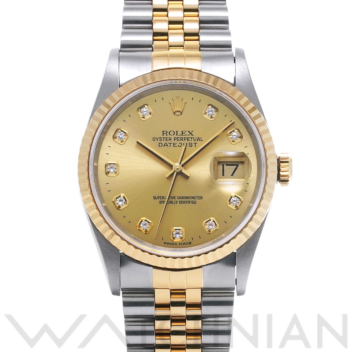 ロレックス デイトジャスト 16233G シャンパン/ダイヤモンド メンズ 時計 【中古】【wristwatch】