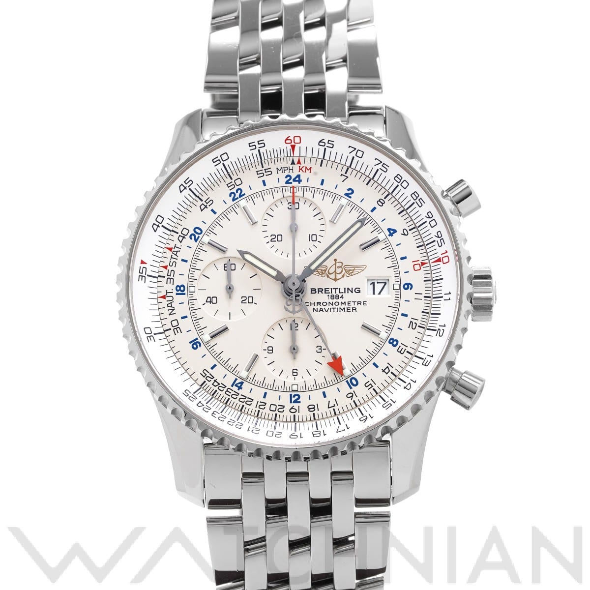 ブライトリング / BREITLING ナビタイマー ワールド A2432212/G571 シルバー メンズ 時計 【中古】【wristwatch】
