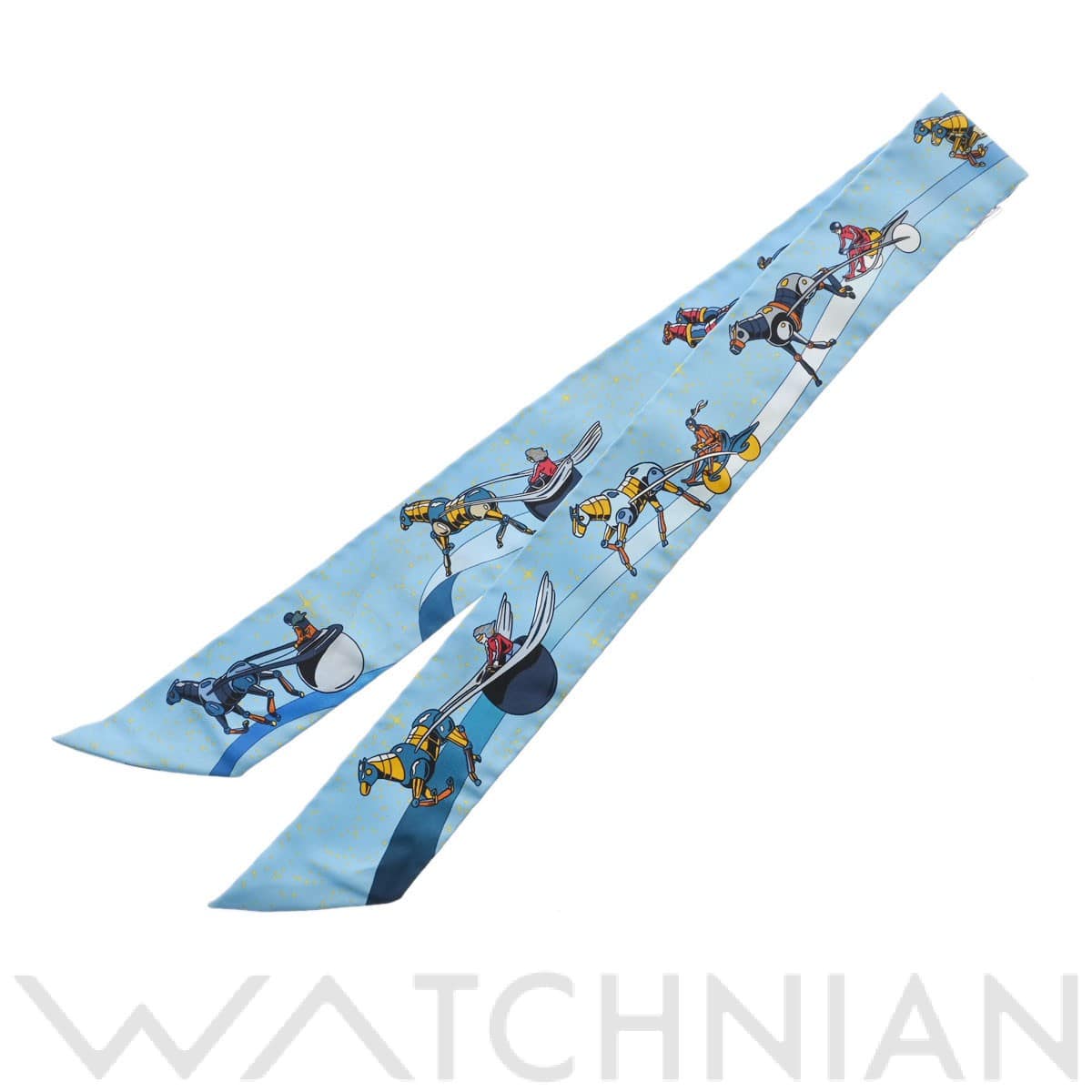 エルメス / HERMES ツイリー SPACE DERBY ブルー/ジョーヌ 063573S シルク100％ レディース 【新品】【other】