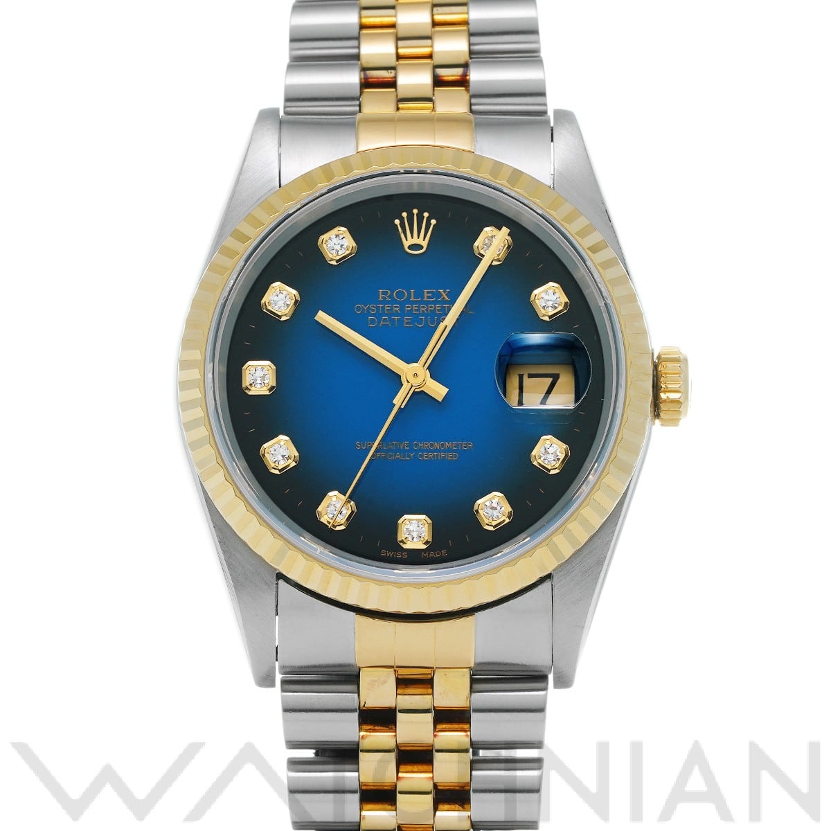 ロレックス デイトジャスト 16233G ブルー・グラデーション/ダイヤモンド メンズ 時計 【中古】【wristwatch】