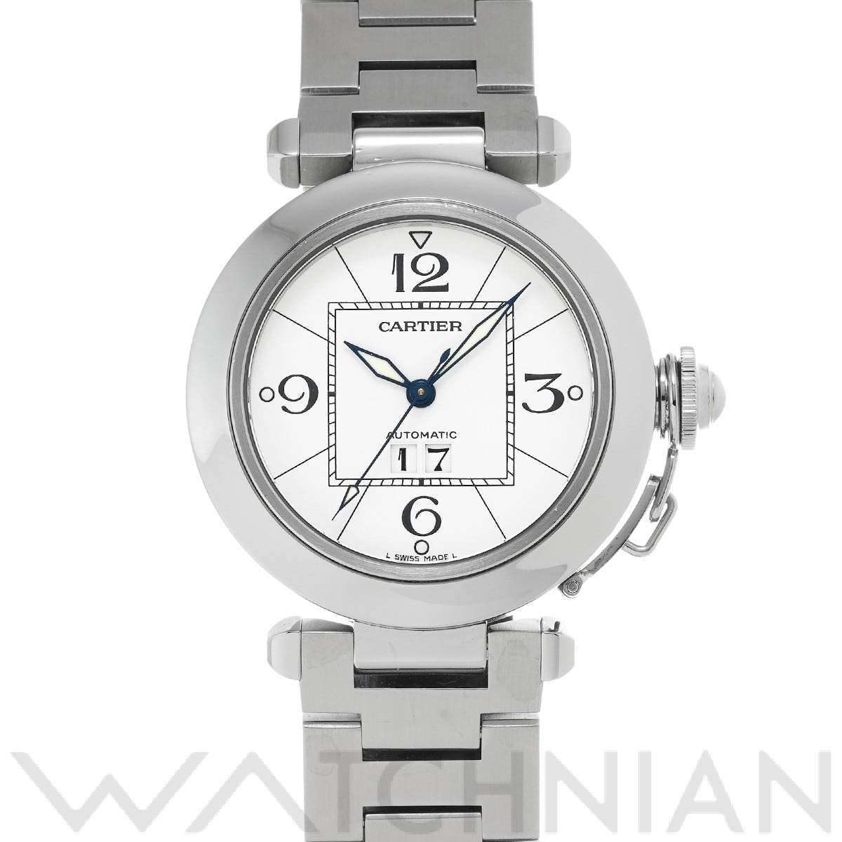 カルティエ パシャC ビッグデイト W31055M7 ホワイト ユニセックス 時計 【中古】【wristwatch】