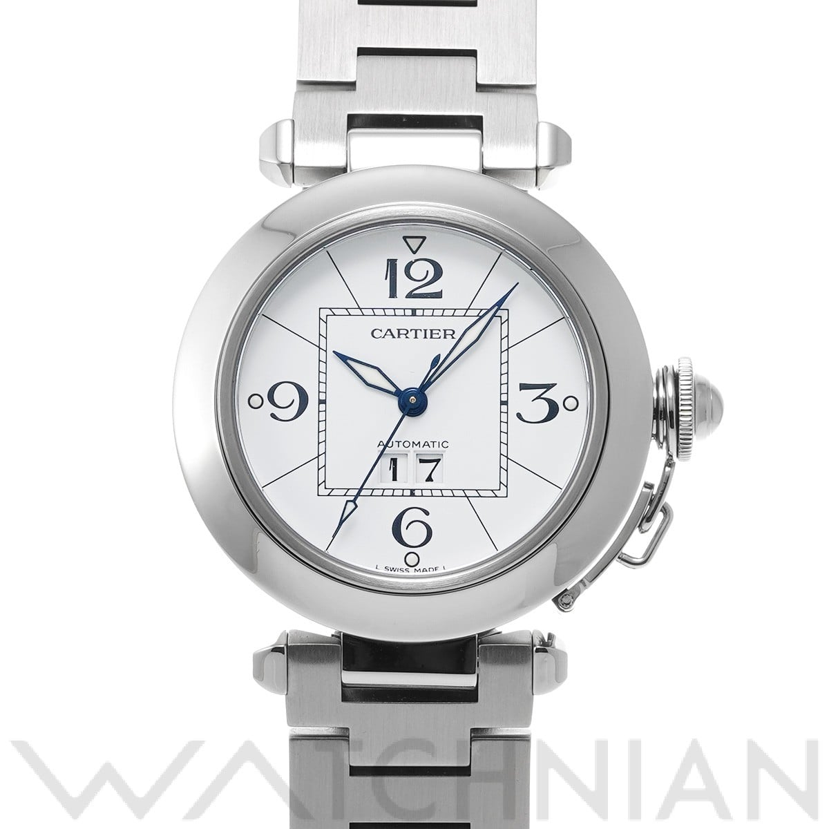 カルティエ パシャC ビッグデイト W31055M7 ホワイト ユニセックス 時計 【中古】【wristwatch】
