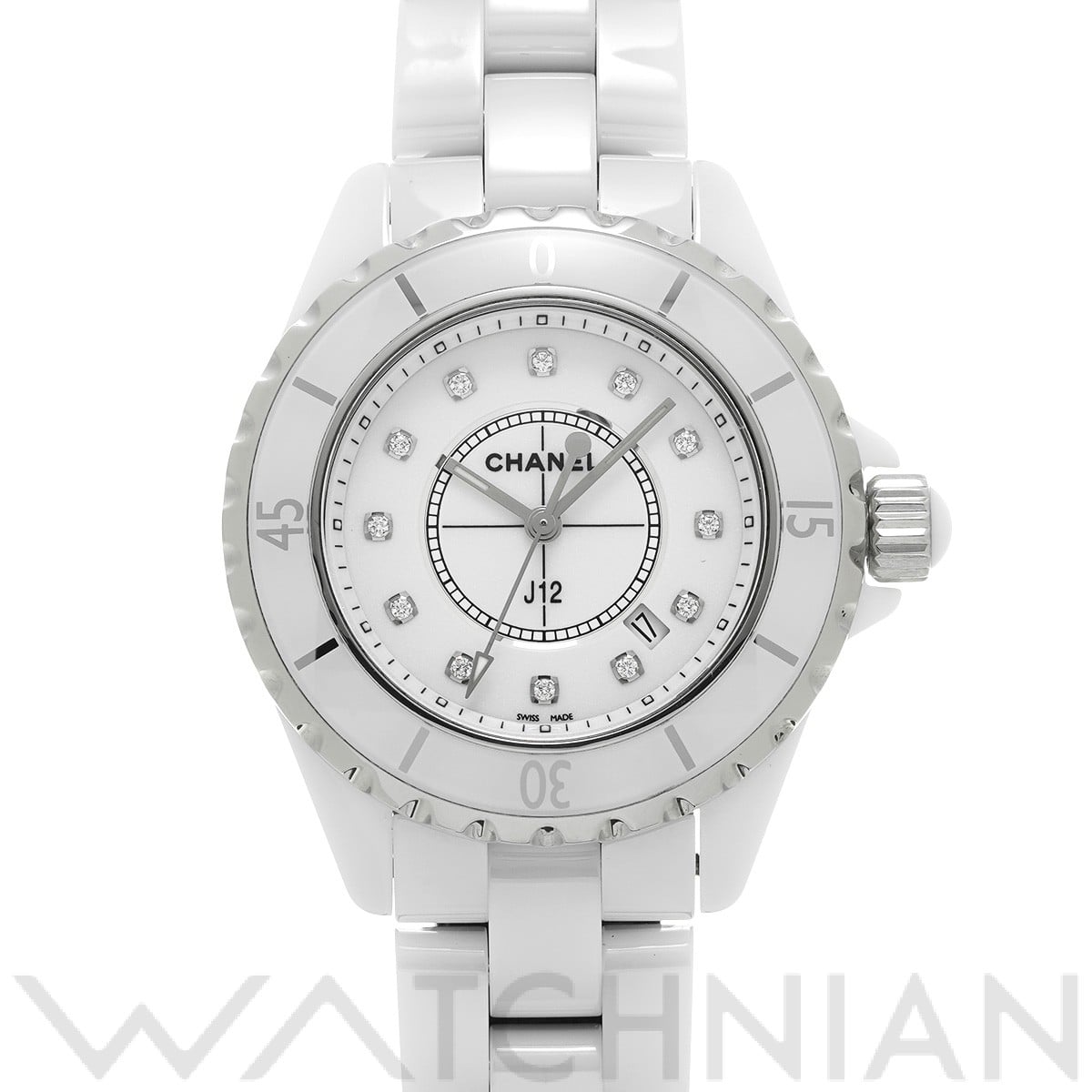 シャネル / CHANEL J12 33MM H1628 ホワイト/ダイヤモンド レディース 時計 【中古】【wristwatch】