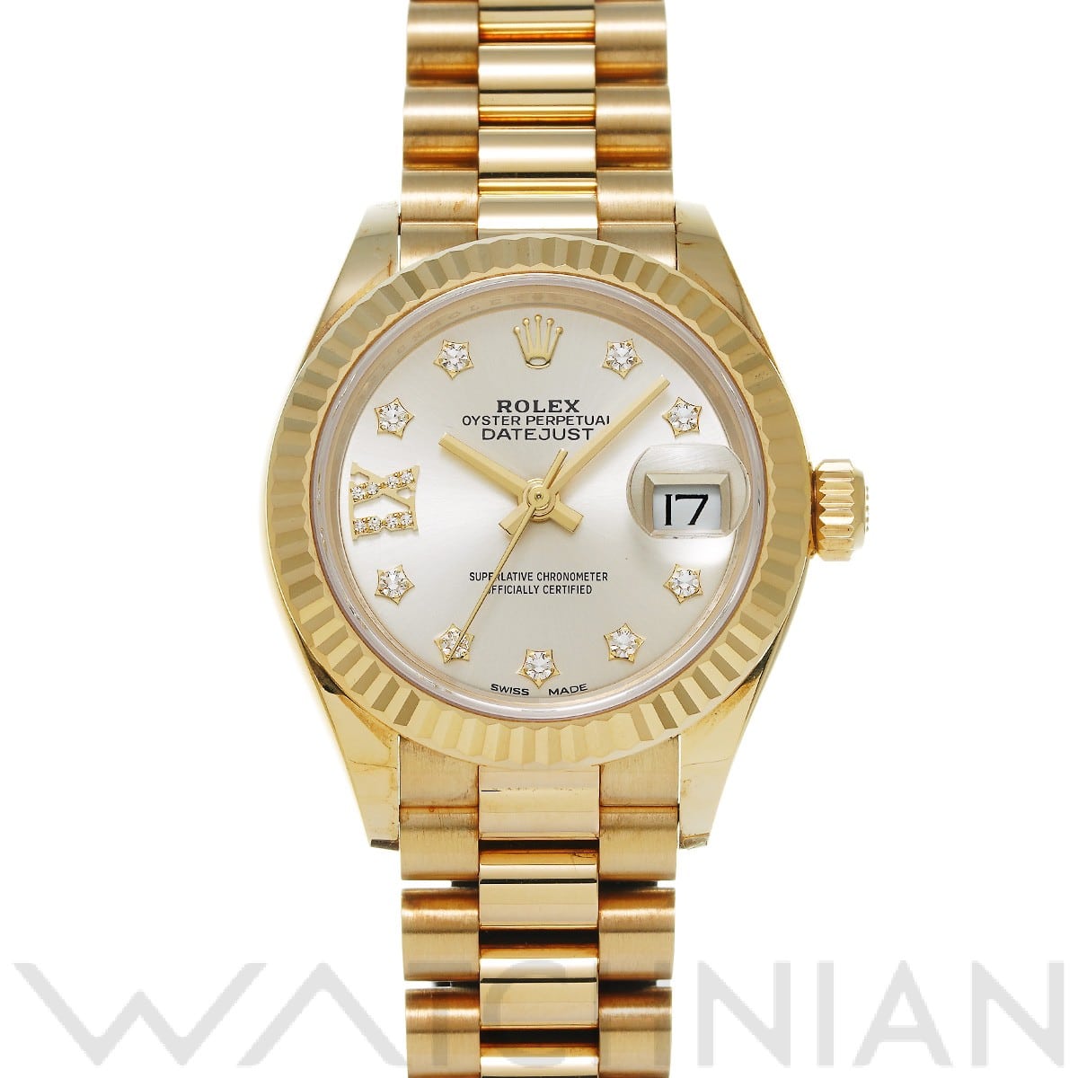 ロレックス デイトジャスト 28 279178G シルバー/ダイヤモンド メンズ 時計 【中古】【wristwatch】