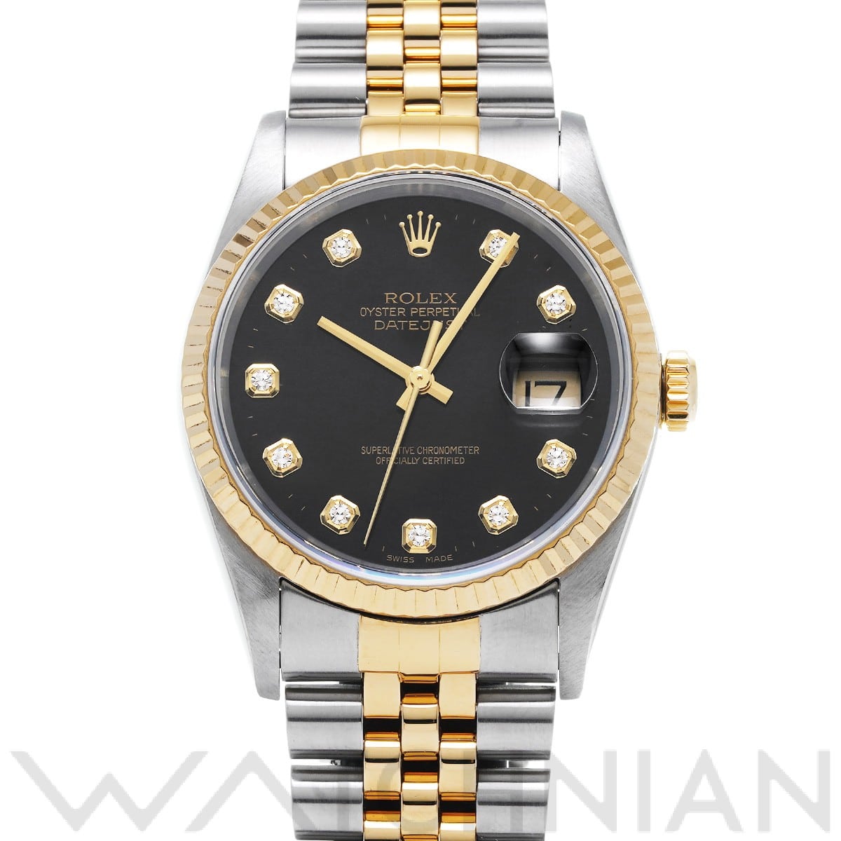 ロレックス デイトジャスト 16233G ブラック/ダイヤモンド メンズ 時計 【中古】【wristwatch】