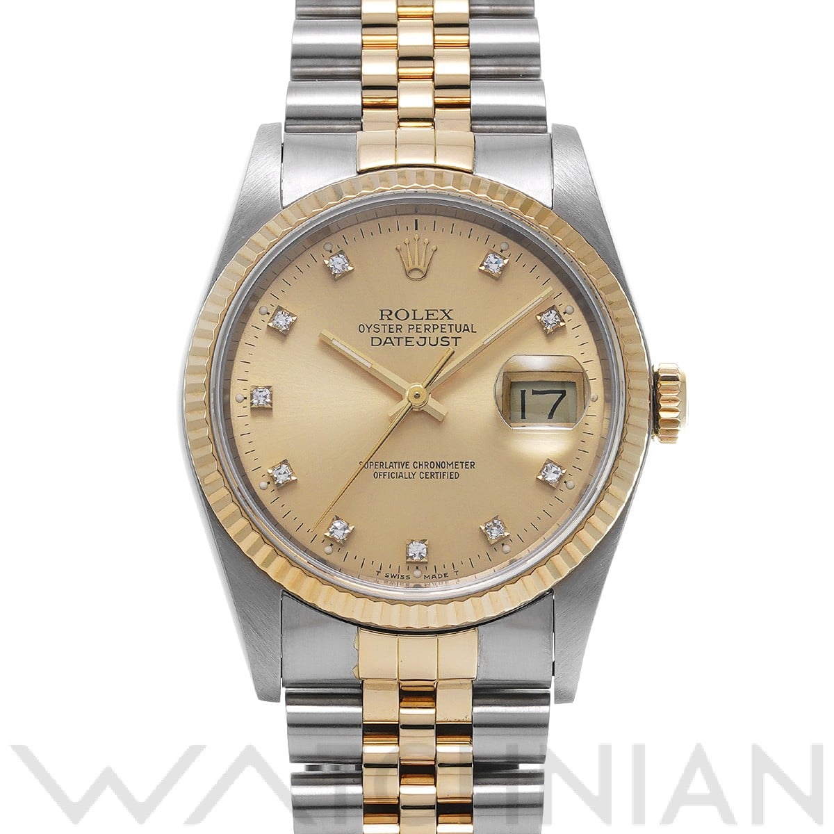 ロレックス デイトジャスト 16233G シャンパン/ダイヤモンド メンズ 時計 【中古】【wristwatch】
