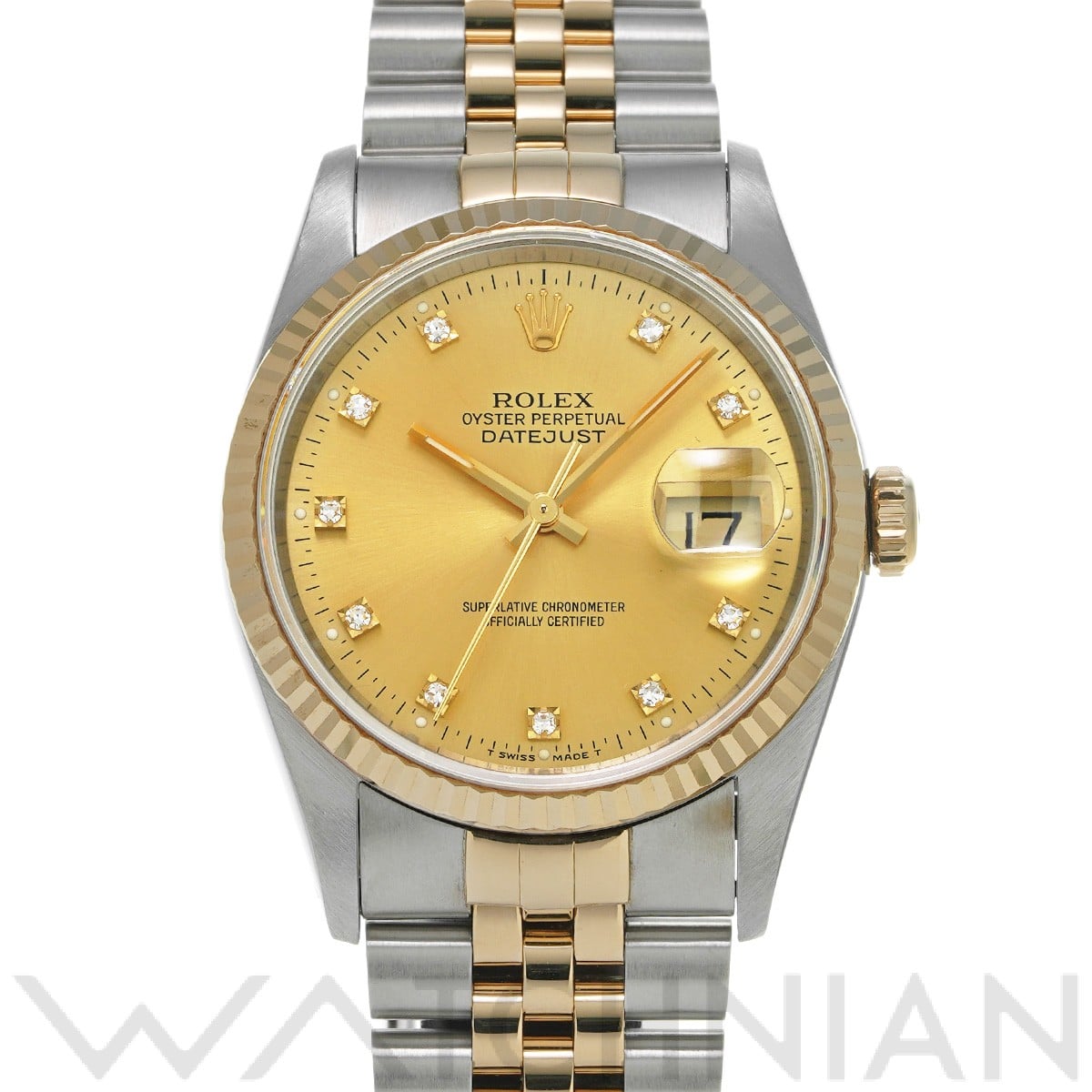 ロレックス デイトジャスト 16233G シャンパン/ダイヤモンド メンズ 時計 【中古】【wristwatch】