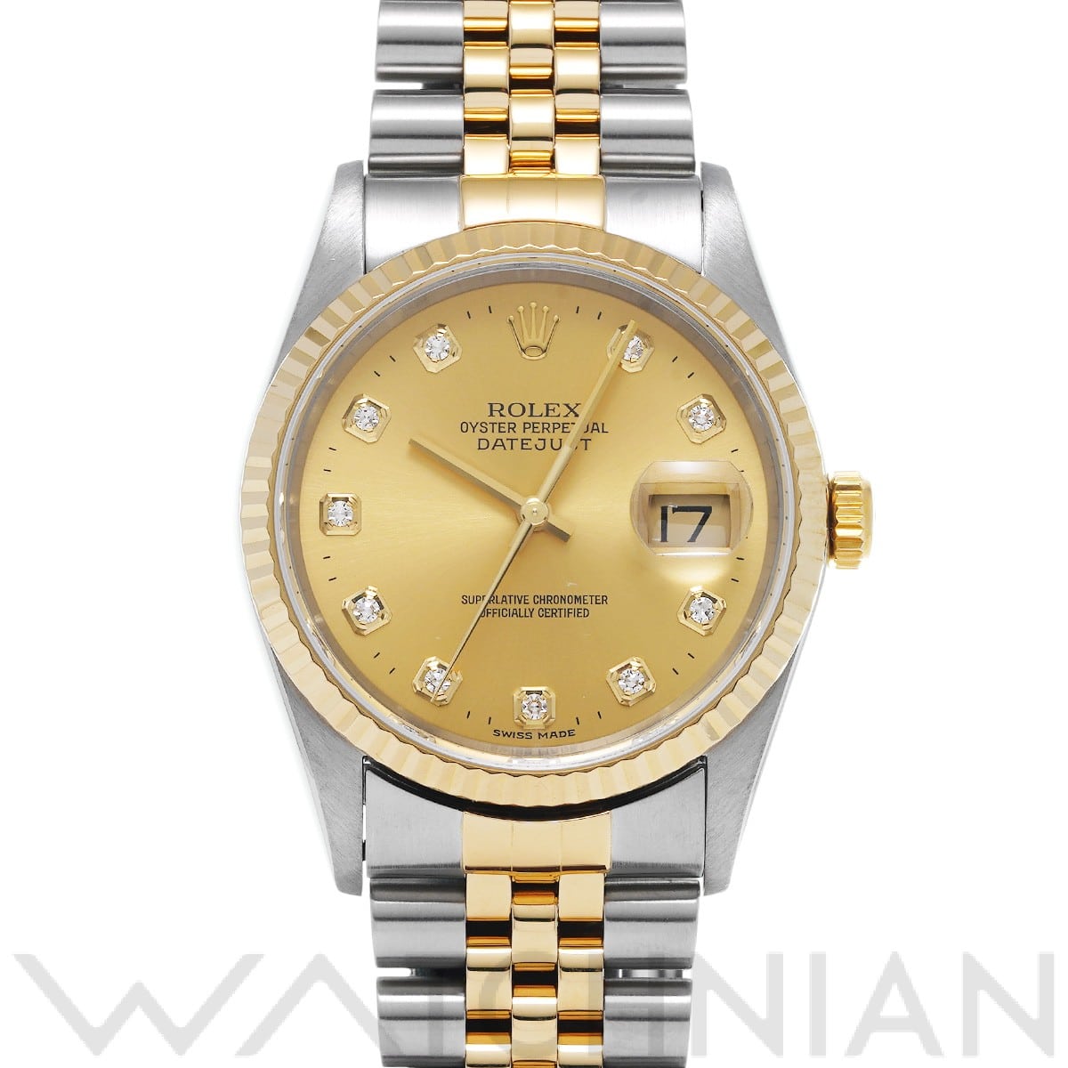 ロレックス デイトジャスト 16233G シャンパン/ダイヤモンド メンズ 時計 【中古】【wristwatch】
