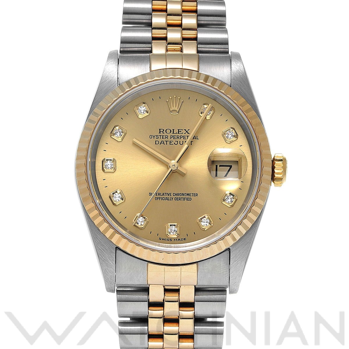 ロレックス デイトジャスト 16233G シャンパン/ダイヤモンド メンズ 時計 【中古】【wristwatch】
