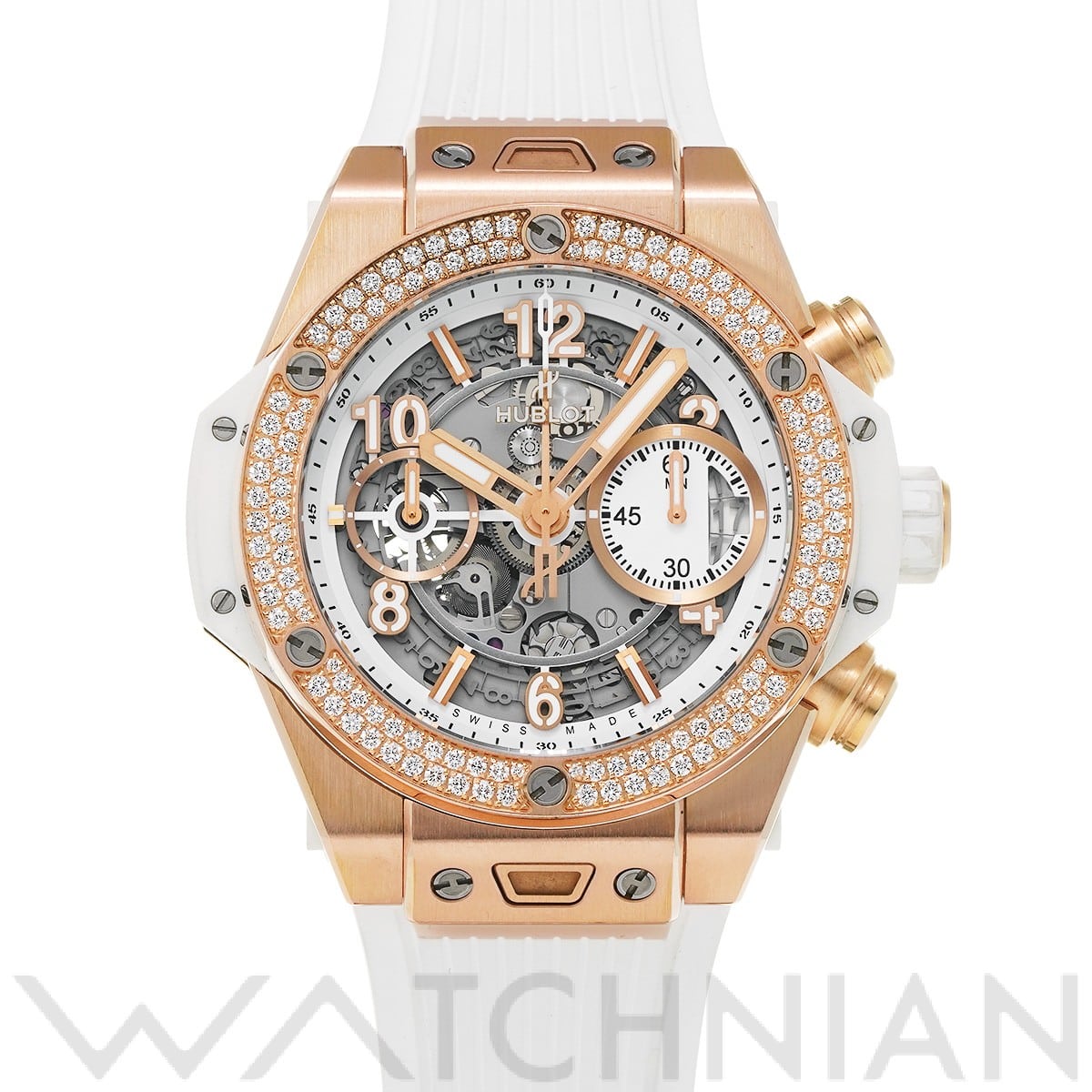 ウブロ ビッグバン ウニコ キングゴールド ホワイト ダイヤモンド 441.OE.2010.RW.1104 マットホワイトスケルトン メンズ 時計 【中古】【wristwatch】