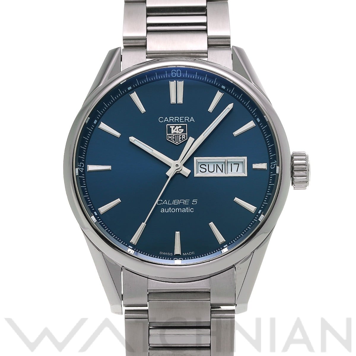 タグ ホイヤー / TAG HEUER カレラ キャリバー5 デイデイト WAR201E.BA0723 ブルー メンズ 時計 【中古】【wristwatch】