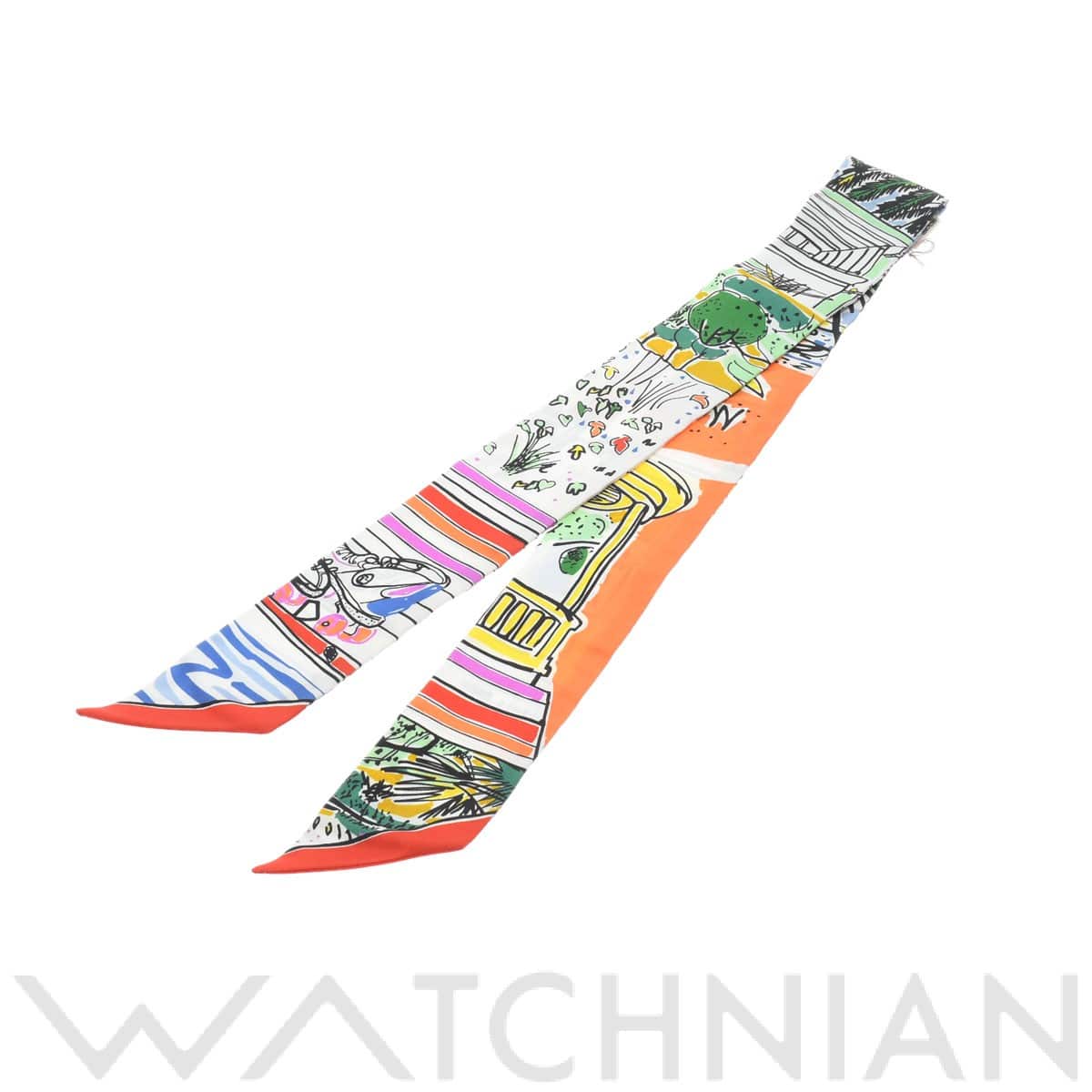 エルメス / HERMES ツイリー RAYURES D ETE ジョーヌ/ブルー/オレンジ シルク100％ レディース 【新品】【other】