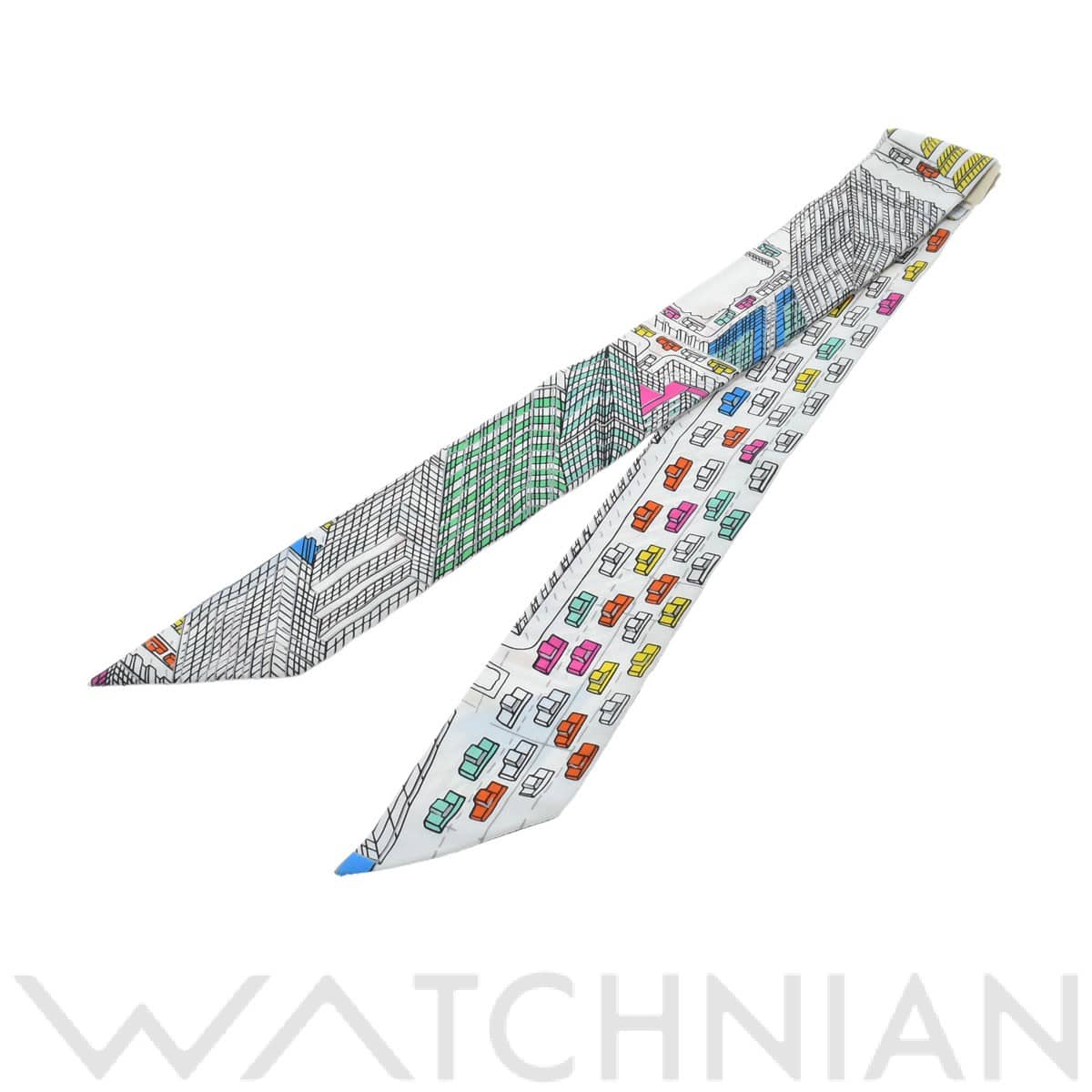 エルメス ツイリー PANTIN CITY ホワイト シルク100％ レディース 【新品】【other】