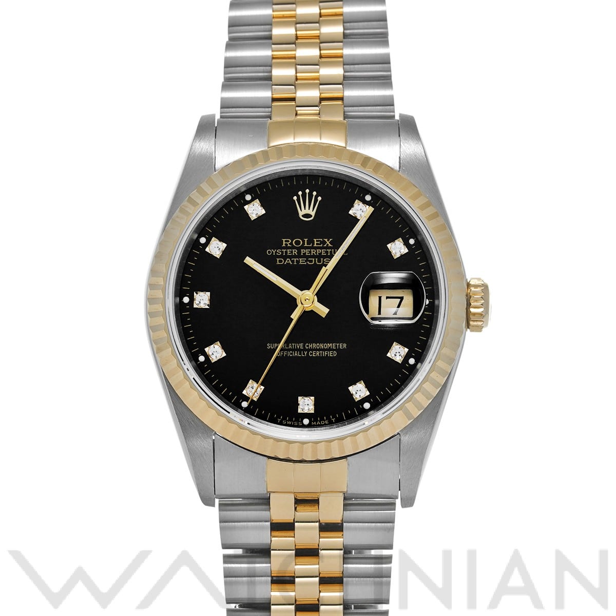 ロレックス デイトジャスト 16233G ブラック/ダイヤモンド メンズ 時計 【中古】【wristwatch】