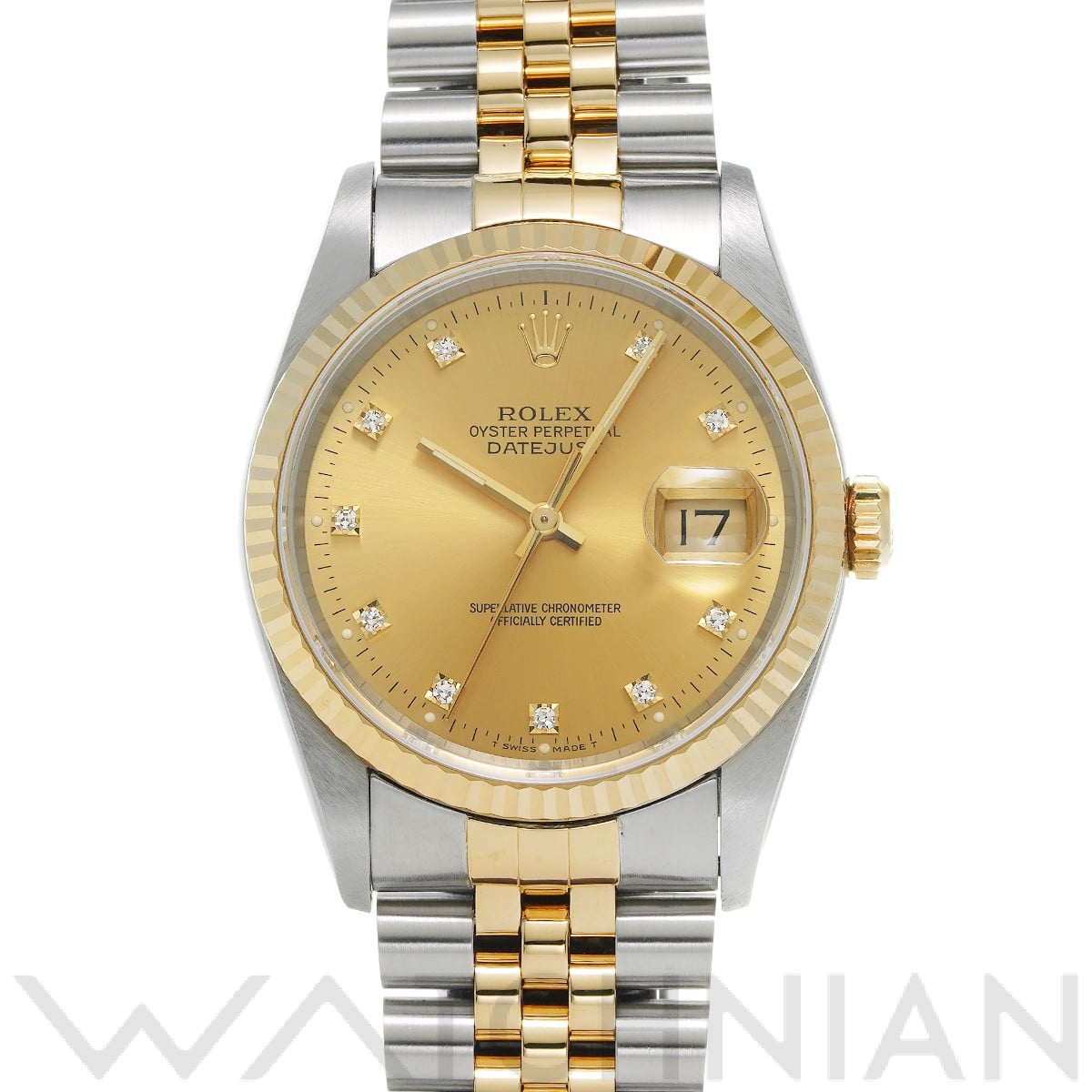 ロレックス デイトジャスト 16233G シャンパン/ダイヤモンド メンズ 時計 【中古】【wristwatch】