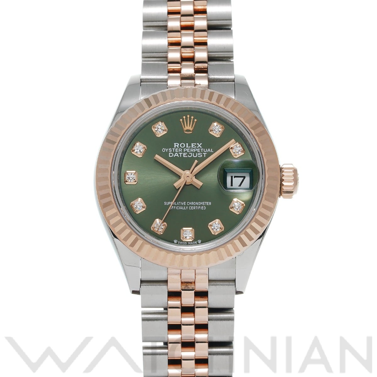 ロレックス レディ デイトジャスト 28 279171G オリーブグリーン/ダイヤモンド レディース 時計 【中古】【wristwatch】