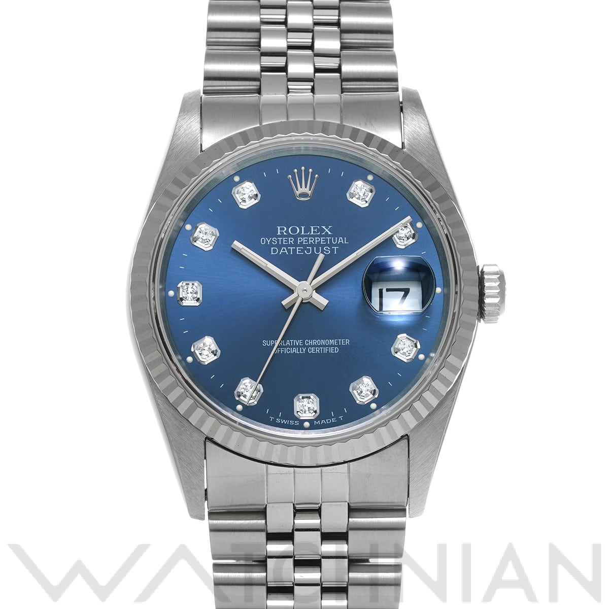 ロレックス デイトジャスト 16234G ブルー/ダイヤモンド メンズ 時計 【中古】【wristwatch】