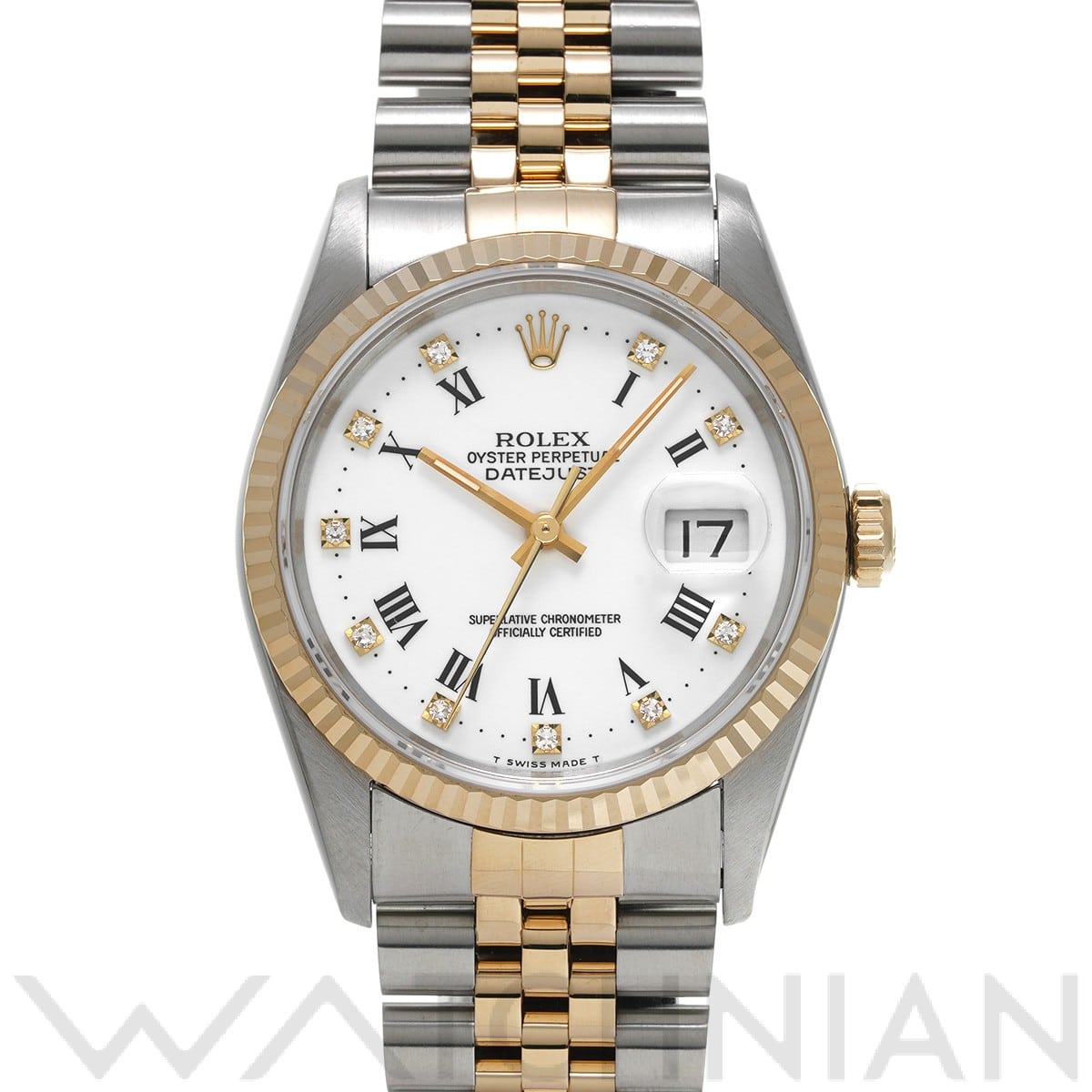 ロレックス デイトジャスト 16233G ホワイト/ダイヤモンド メンズ 時計 【中古】【wristwatch】