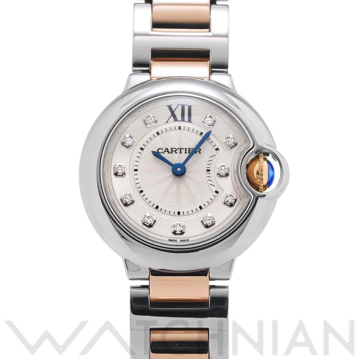 カルティエ バロンブルー ドゥ カルティエ 28mm WE902030 シルバー/ダイヤモンド レディース 時計 【中古】【wristwatch】