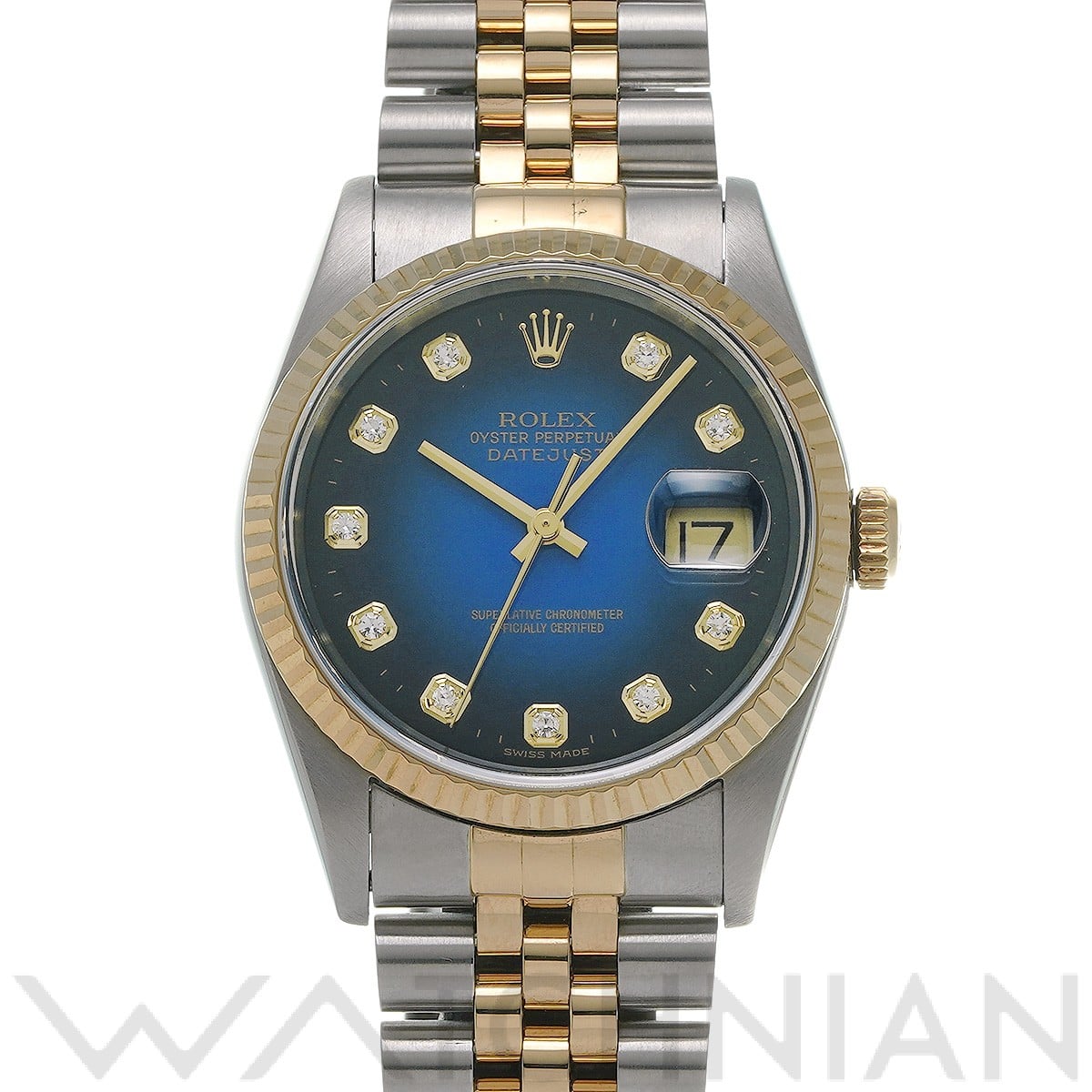 ロレックス デイトジャスト  16233G ブルー・グラデーション/ダイヤモンド メンズ 時計 【中古】【wristwatch】