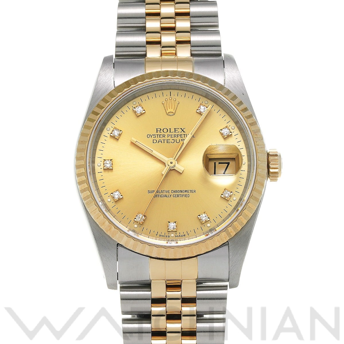 ロレックス デイトジャスト 16233G シャンパン/ダイヤモンド メンズ 時計 【中古】【wristwatch】