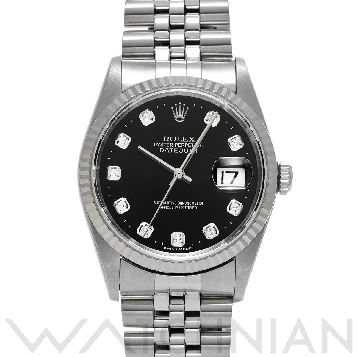 ロレックス デイトジャスト 16234G ブラック/ダイヤモンド メンズ 時計 【中古】【wristwatch】