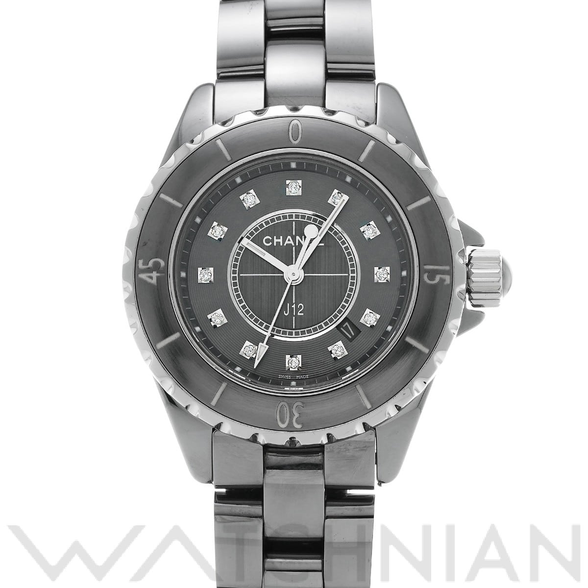 シャネル J12 クロマティック 33MM H3241 グレー/ダイヤモンド レディース 時計 【中古】【wristwatch】