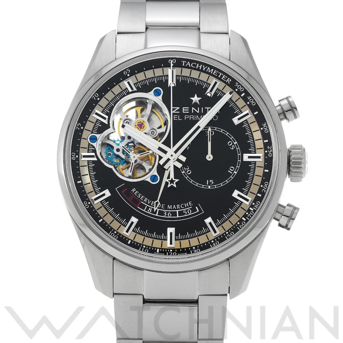 ゼニス クロノマスター エル・プリメロ オープン パワーリザーブ 03.2080.4021/21.M2040 ブラック メンズ 時計 【中古】【wristwatch】