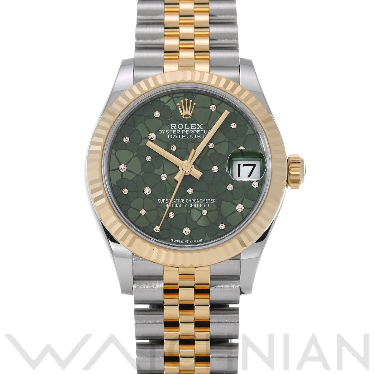 ロレックス デイトジャスト 31 278273 オリーブグリーン フローラルモチーフ/ダイヤモンド ユニセックス 時計 【中古】【wristwatch】