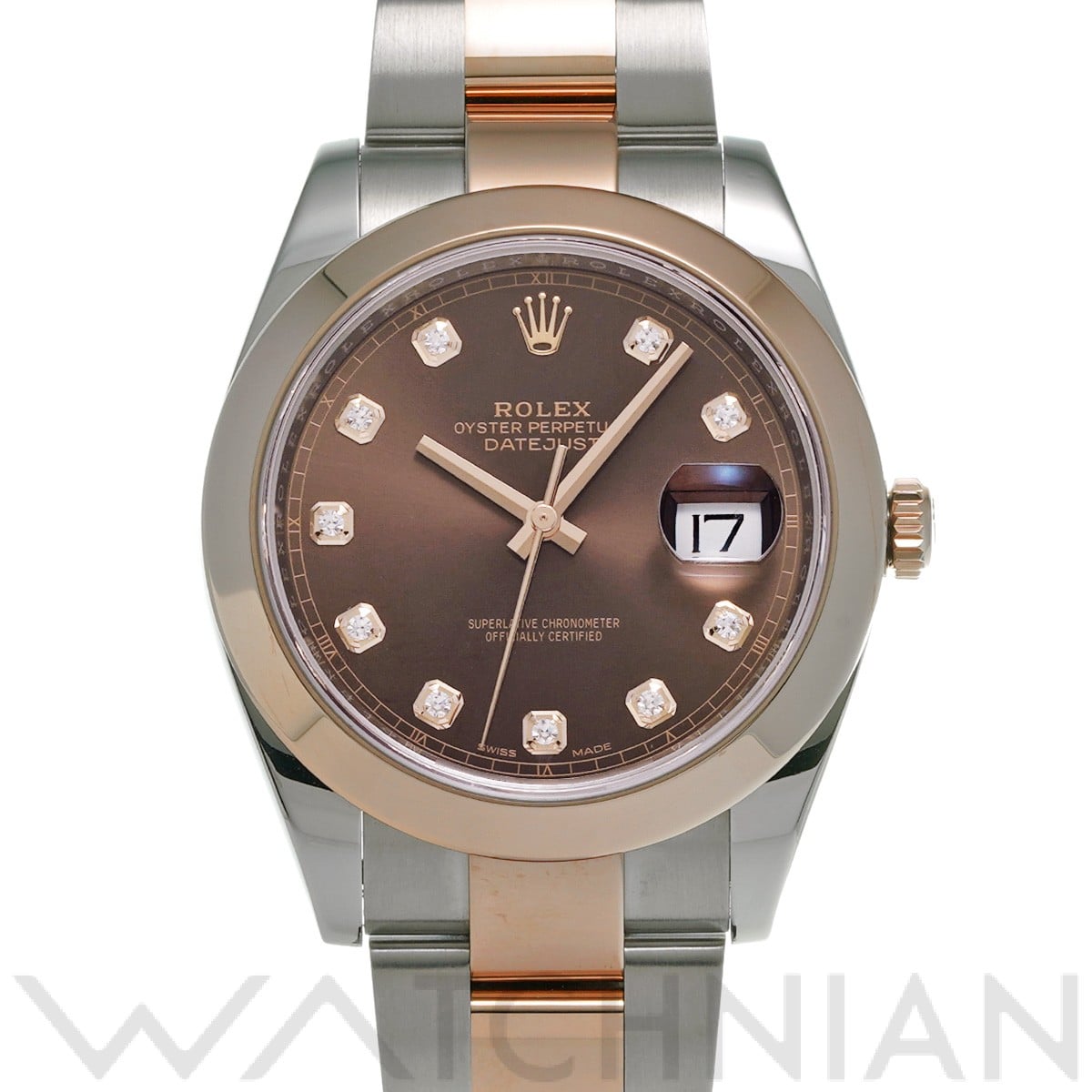 ロレックス デイトジャスト 41 126301G チョコレートブラウン/ダイヤモンド メンズ 時計 【中古】【wristwatch】