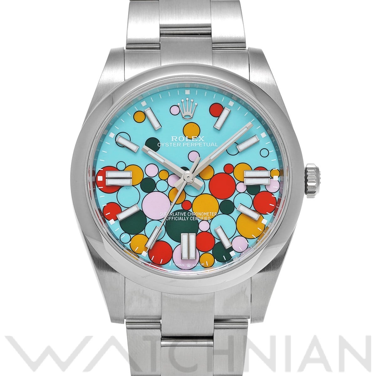 ロレックス オイスターパーペチュアル 41 124300 ターコイズブルー セレブレーションモチーフ メンズ 時計 【中古】【wristwatch】