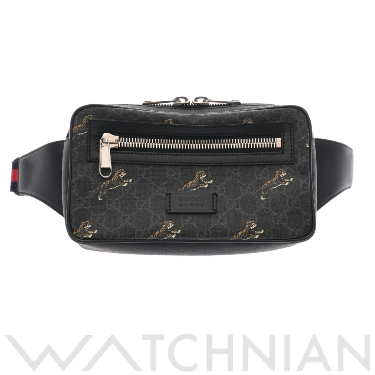 グッチ GGスプリーム ボディバッグ 黒/シルバー金具 474293 PVC/レザー メンズ バッグ 【中古】【bag】