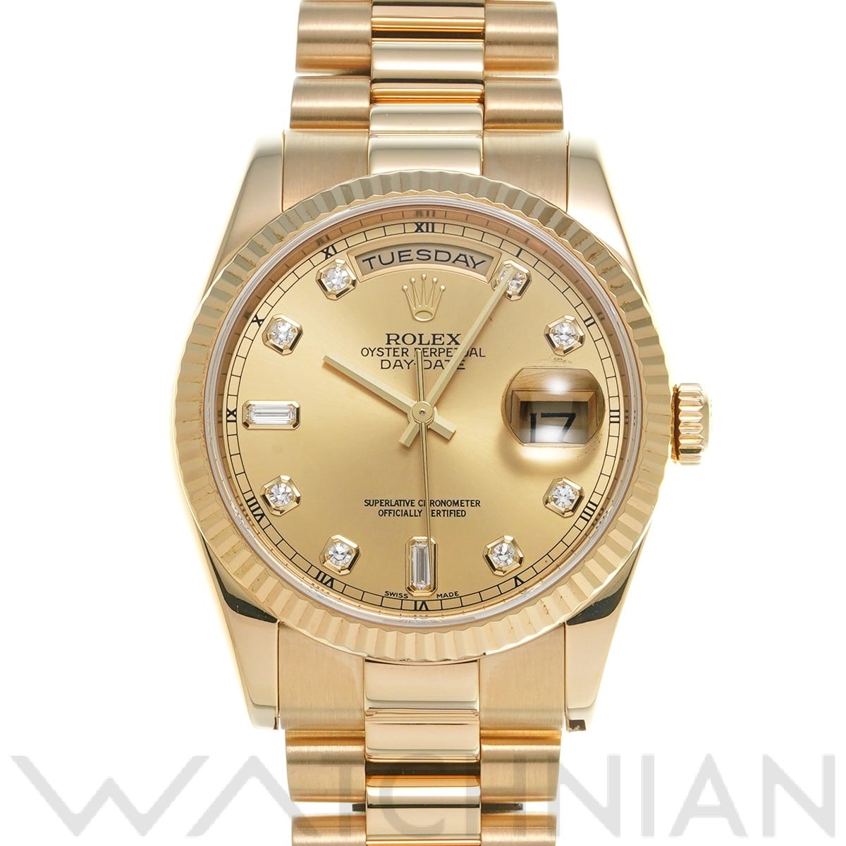 ロレックス デイデイト 118238A シャンパン/ダイヤモンド メンズ 時計 【中古】【wristwatch】