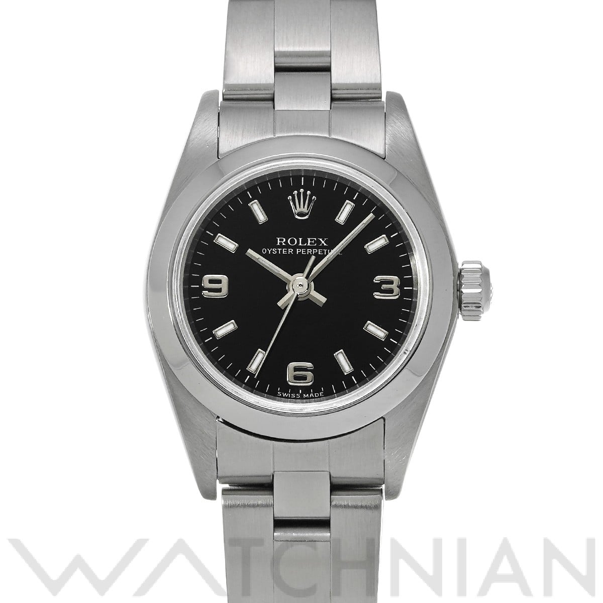 ロレックス オイスターパーペチュアル 76080 ブラック レディース 時計 【中古】【wristwatch】
