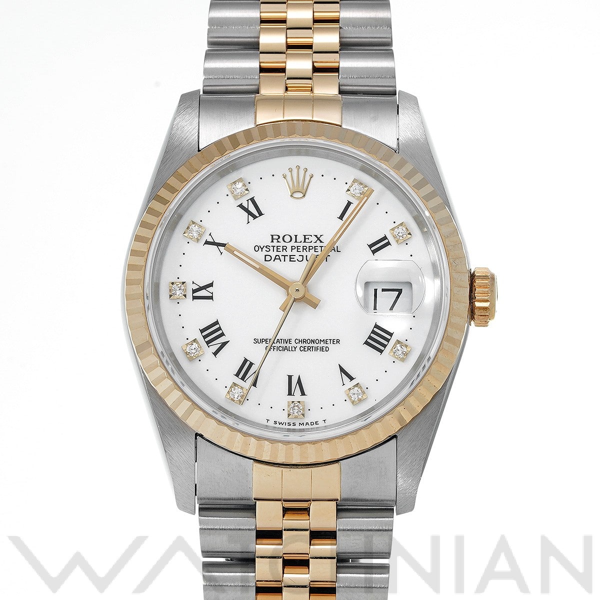 ロレックス デイトジャスト 16233G ホワイト/ダイヤモンド メンズ 時計 【中古】【wristwatch】