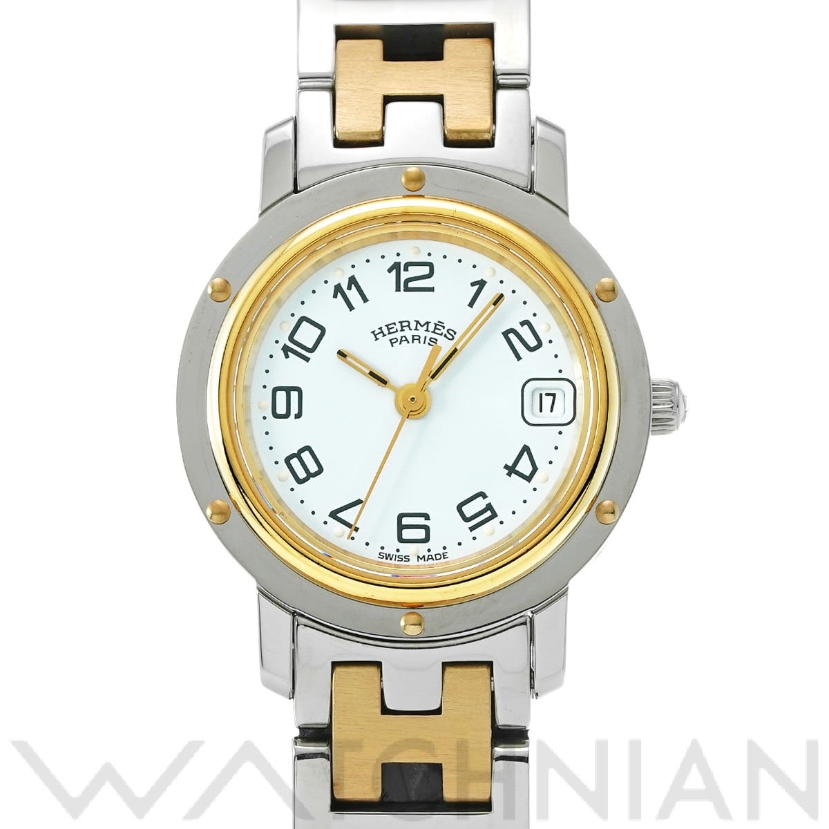 エルメス クリッパー CL4.220 ホワイト レディース 時計 【中古】【wristwatch】