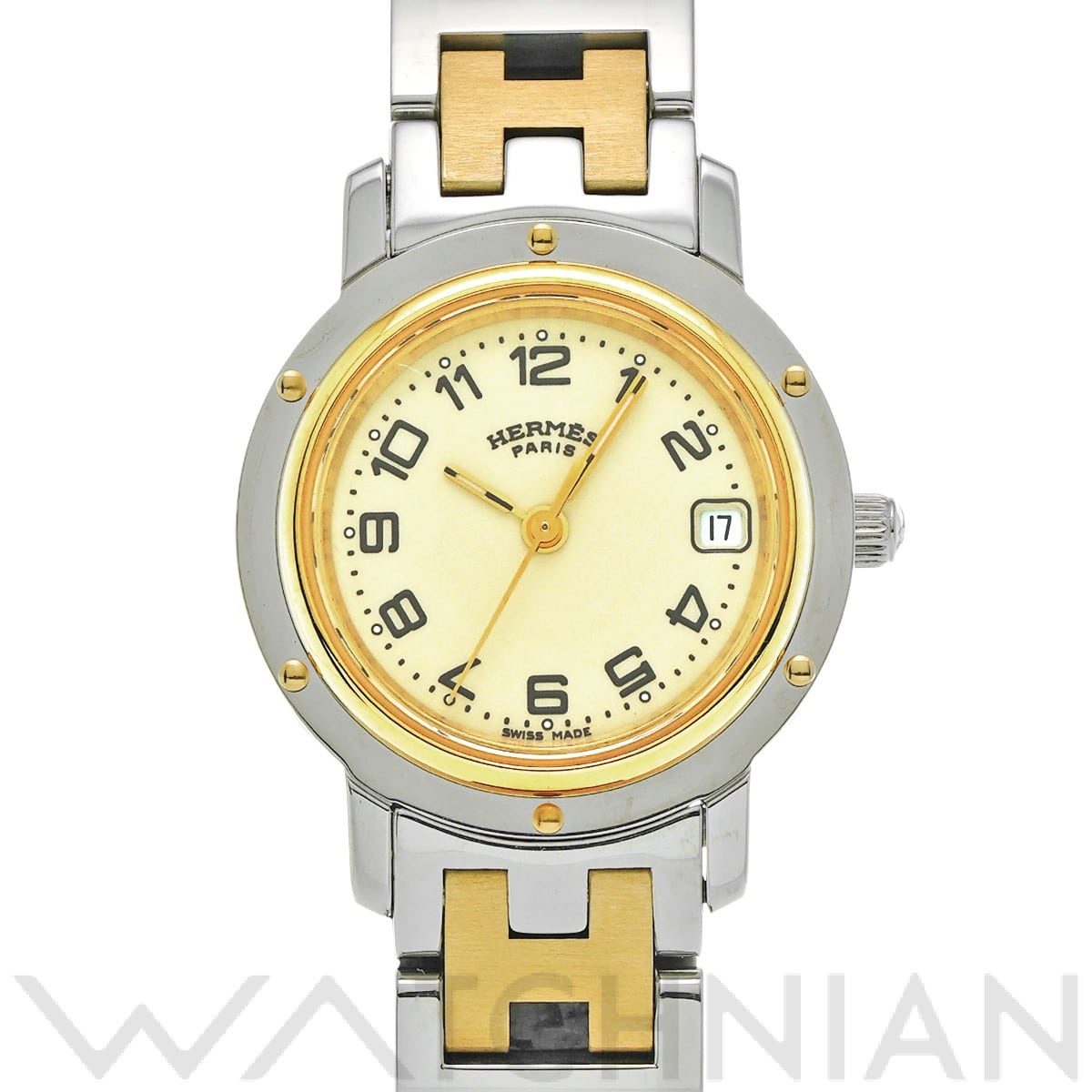 エルメス クリッパー CL4.220 アイボリー レディース 時計 【中古】【wristwatch】