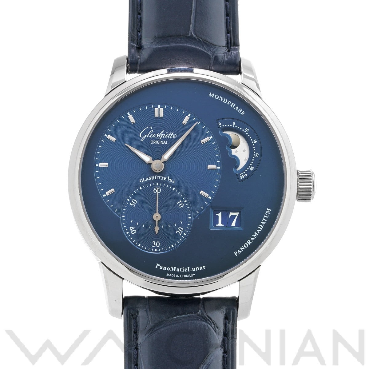 グラスヒュッテ オリジナル パノマティックルナ 1-90-02-46-32-61 ガルバニックブルー メンズ 時計 【中古】【wristwatch】