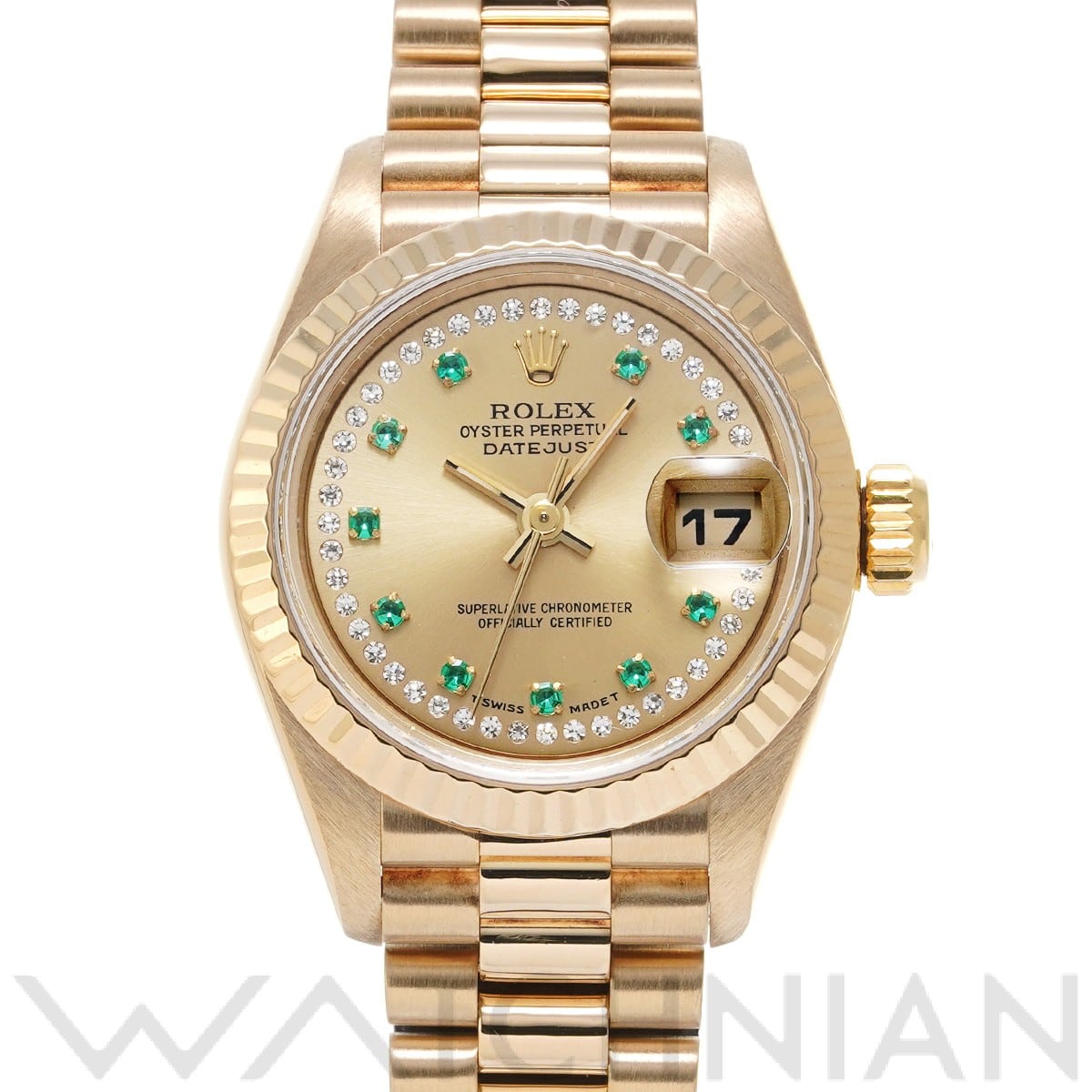 ロレックス デイトジャスト 69178LE シャンパン/ダイヤモンド/エメラルド レディース 時計 【中古】【wristwatch】