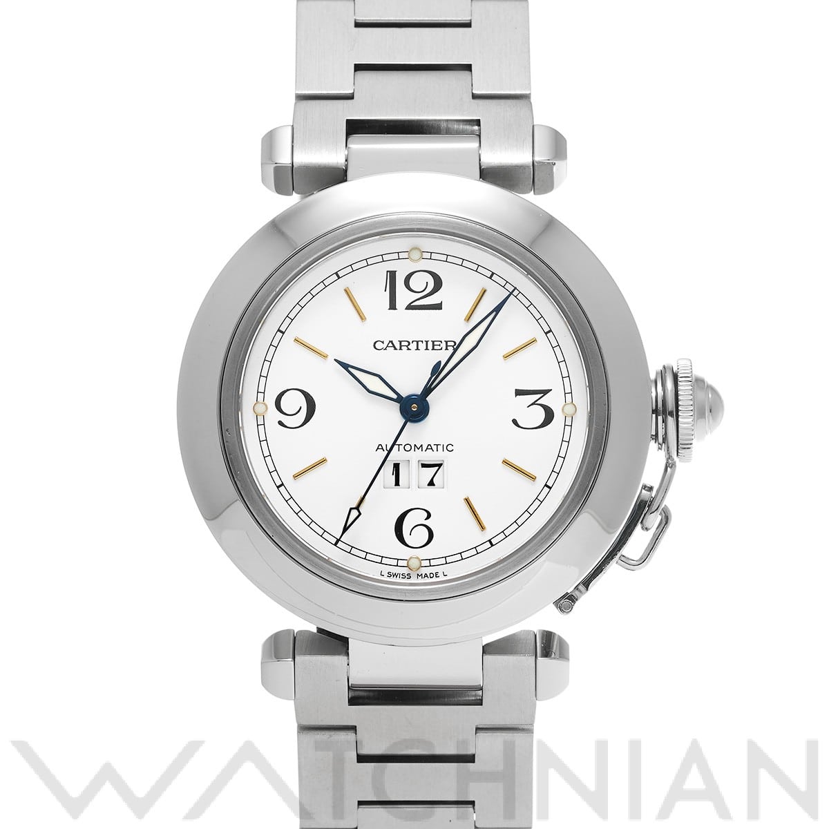 カルティエ パシャC ビッグデイト W31055M7 ホワイト ユニセックス 時計 【中古】【wristwatch】